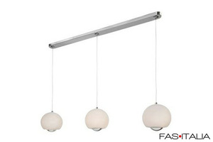 3 lampade sospensione metallo cromato vetro bianco